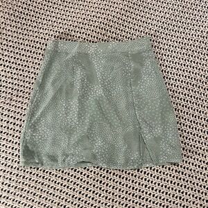 Green Mint Floral Chiffon Mini Skirt